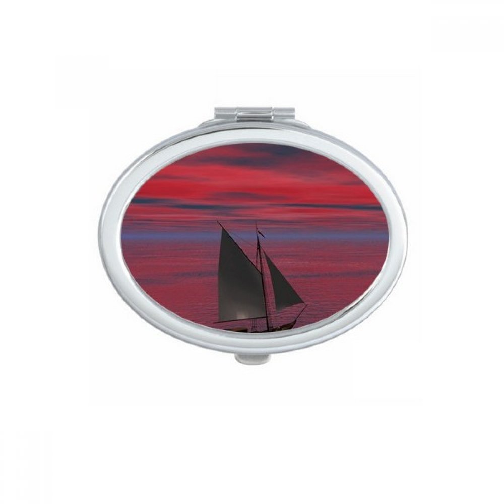 Petit miroir de poche main et maquillage compact au design océan multicolore