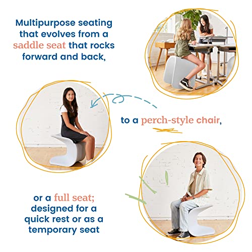 Image of ECR4Kids Wave Seat, 18in - 19.6in Seat Height, Perch Stool, Light Grey