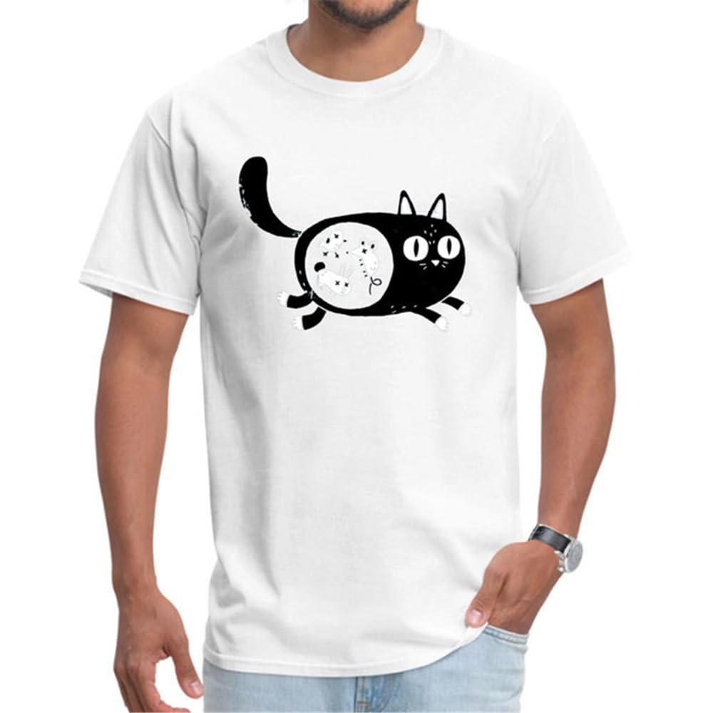 Orange Cat T Shirt for Men Its Whats Inside That Counts Dominant Comfortable T-Shirt Designer Tops Tshirt White