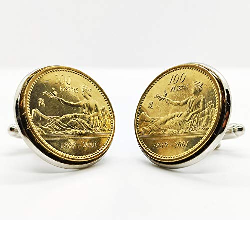 Gemelos para camisa: Genumis Hispania - Moneda 100 pesetas 2001 España -...