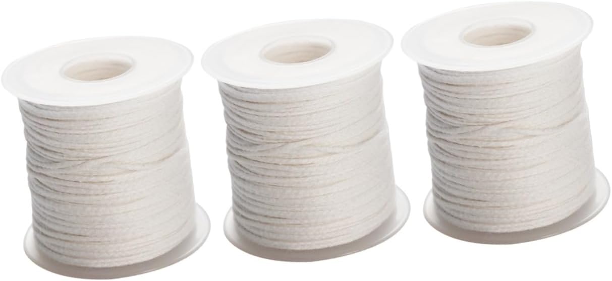 3rolls Cotton Candle Wick Spool Smokeless Wick for Candle Making for Pillars and White