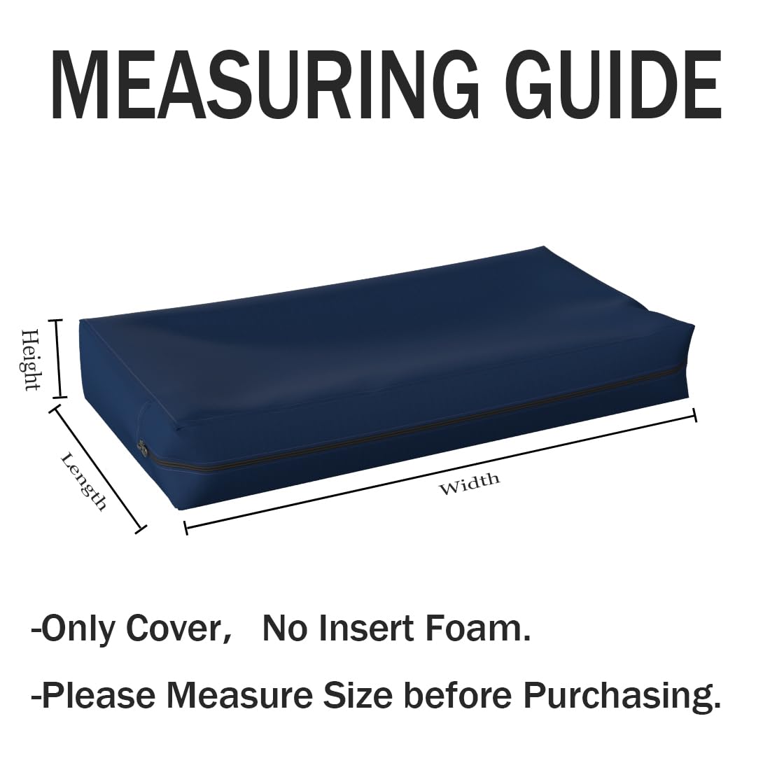 Federa per Cuscino da Esterni Impermeabile Federa per Cuscino Sedia da Giardino Federa Cuscino Resistente ai Raggi UV Copricuscini Decorativi Blu Navy 60x60x10cm(2 Pezzi)