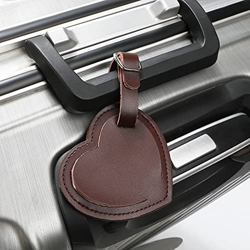 Image of AVIMA Premium Handmade Leather Small Heart Luggage Travel Bag Suitcase Tags 2pcs