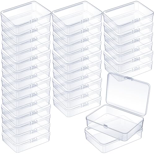 Image of Jetec 30 Pieces Mini Plastic Clear Beads Storage Containers Box for Collecting Small Items, Beads, Jewelry, Business Cards, Game Pieces, Crafts (4.5 x 3.3 x 1.2 Inch)
