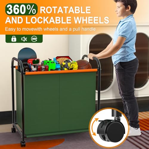 Large Toy Chest with Wheels, Removable Kids Toys Boxes Organizer Bins Baskets Container with Handles, Kids Toy box Storage Bins Baskets for Toddler and Baby Nursery (grey)