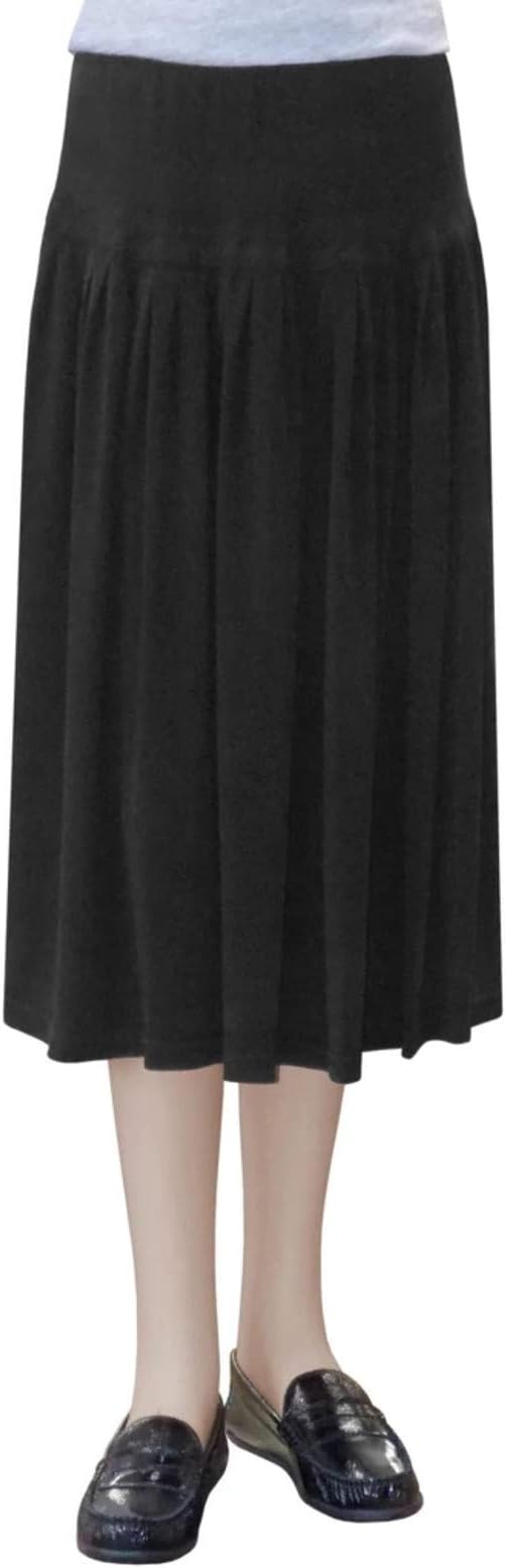 Baby'O Women's Original Biz Style Below The Knee Length Stretch Knit Skirt