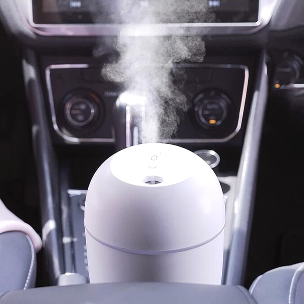 Colorful egg humidifier USB 220ml mini air humidifier 7 color night light changing portable cool Mist Small Humidifier for Travel, office, Baby room, Cars, Desk, Bedroom, (white, pink, green)