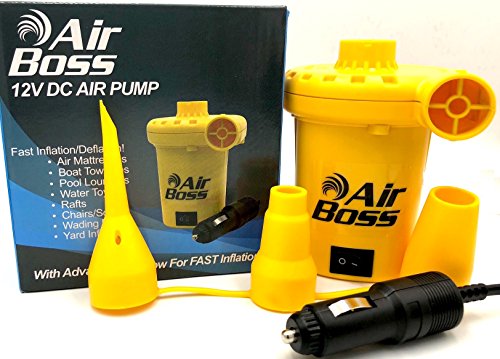 AIR BOSS 12V DC Air Pump for Inflatables, 1,000 Liters (264 Gallons) of Air Per Minute, Inflates 3-4 Times Faster Than Similar Looking Pumps, Mattress, Boat, Raft, Pool Floats, Airbed