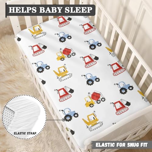 Image of Truck Baby Crib Sheets for Boys Girls Colorful Trucks Fitted Crib Sheet for Standard Crib and Toddler Mattress Cute Baby Mattress Sheets Toddler Bed Sheet 52x28x8 in
