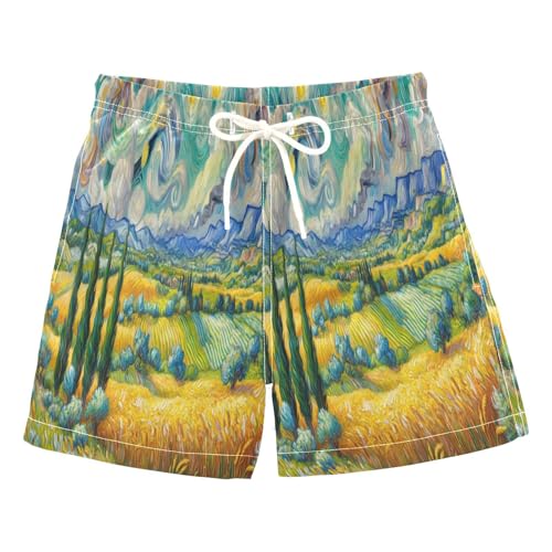 Field Mountain Yellow Boys Swim Trunks Quick Dry Toddler Swimsuit Boy Swimwear Bathing Suits Board Shorts XL