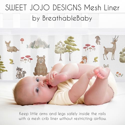 Image of Sweet Jojo Designs + BreathableBaby 2-Piece Breathable Mesh Crib Liner Set (Woodland Forest Animals) for Boys /Girls, Baby, Infants /Newborn Nursery (Animal Friends, Bear, Fox, Hedgehog, Watercolor)