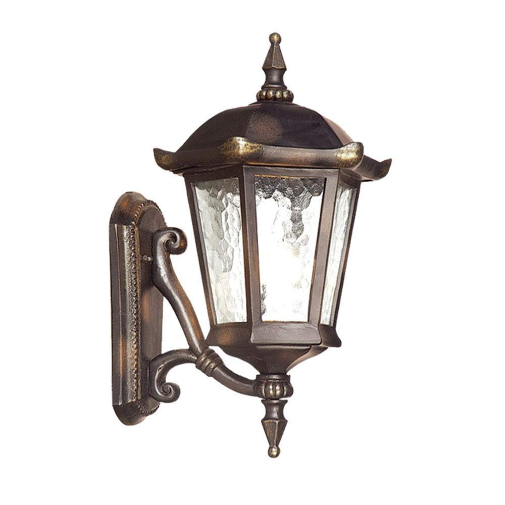 noxozoqm IP55 Waterproof Traditional Outdoor Wall Light Villa Hallway Porch Loft Wall Lantern Rustproof Aluminum Glass Wall Sconce E27(Bronze)