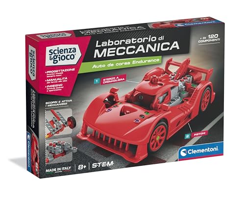 LABORATORIO DI MECCANICA ENDURANCE: un set di costruzioni che permette ai bambini di esplorare i principi della meccanica e dell'ingegneria costruendo un'auto da corsa con oltre 120 componenti