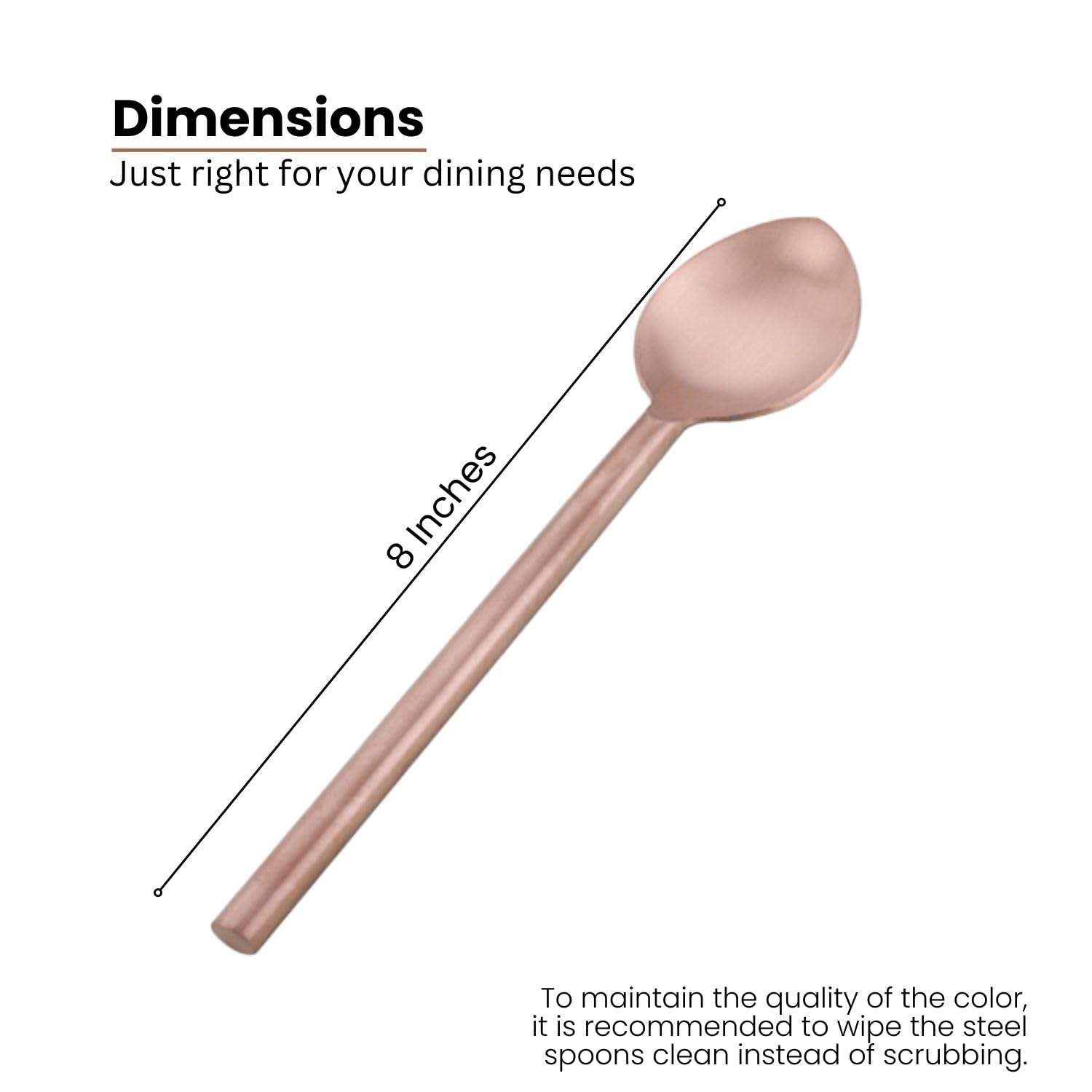 VarEesha Rose Gold Stainless Steel Table Spoons Set of Six | Elegant Lead Free Stainless Steel Table Spoons for Dinner| Flatware for Dining Table| Cutlery for Gifting 2