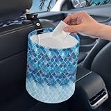 Whosucclay Car Trash Can,Mermaid Scale Portable Garbage Bin,Collapsible Pop-up Water Proof Bag,Waste Basket Bin, Rubbish Bin