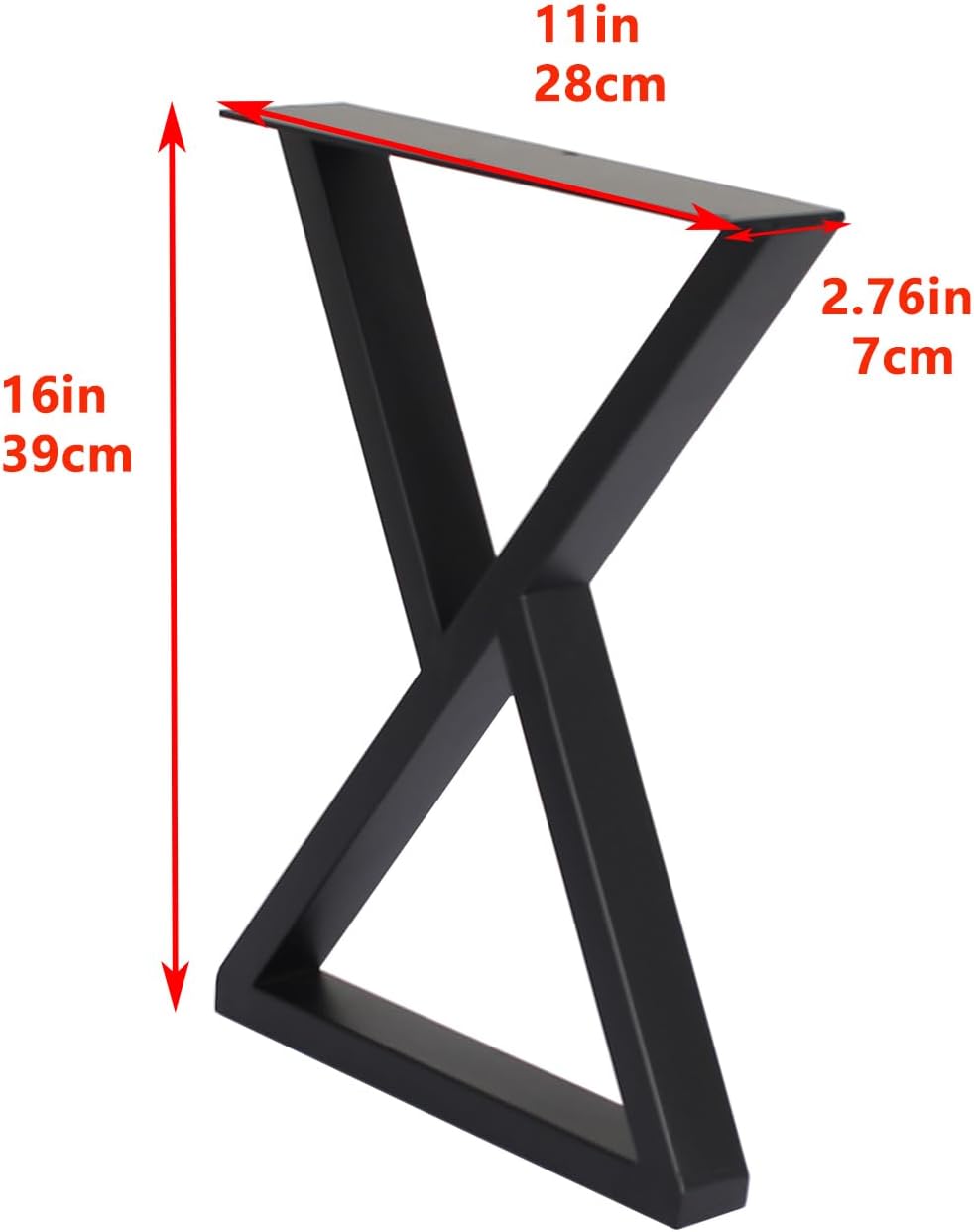 16" Metal Table Legs, DIY Furniture Legs (Set of 2), Black, 16" H x 11" W