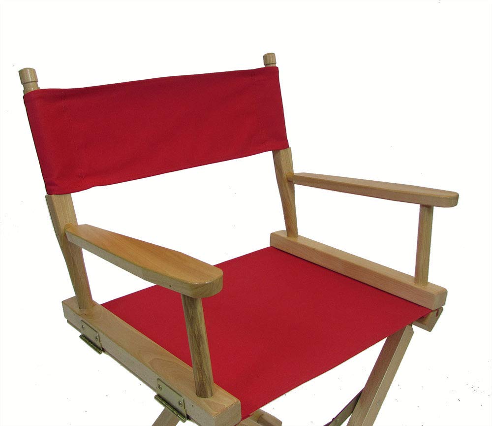 Personalized Imprinted TLT Contemporary 18 Inch Table Height Natural Frame Director's Chair - Red