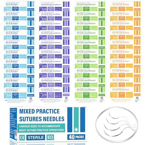 Image of Suture Practice Thread and Needles for Medical Students Training Only (40 Mixed)