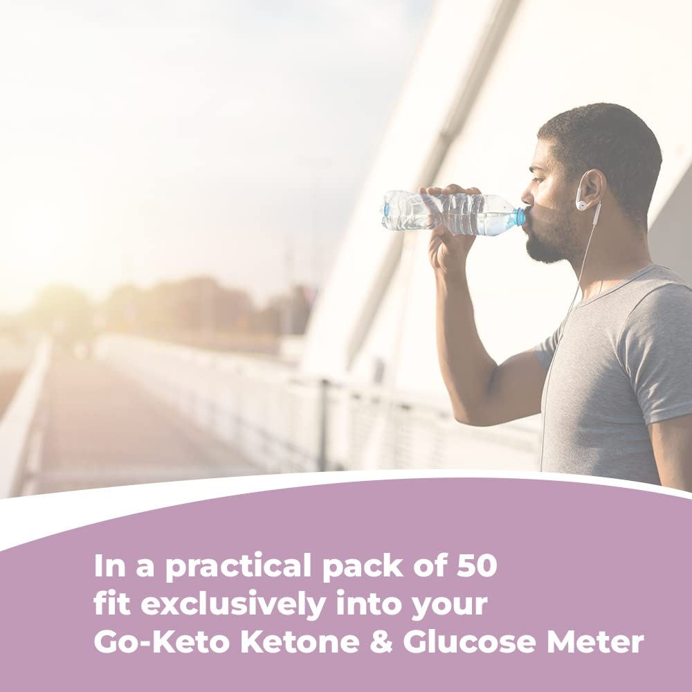 Go-Keto Glucose Teststreifen, 50 Stück | Blutzucker Teststreifen passend für das Go-Keto Ketone & Glukose Messgerät, On Call GK Dual Messsgerät | regelmäßiger Glucose Check, zu Hause und unterwegs