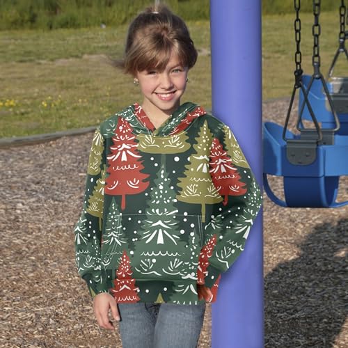 Kids Hoodies Sweaters Christmas Xmas Trees Hooded Sweatshirts with Big Pockets for Boys Girls B04003244