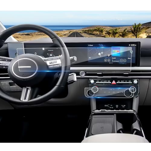 Coleya 2025 Tucson Screen Protector for Hyundai Tucson (SE/SEL/SEL Convenience/XRT/Limited/N Line) 12.3Inch&AC Displays, 9H Tempered Glass 2025 Tucson Accessories HD Transparent 12.3