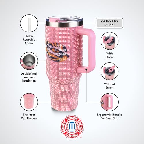 Image of The Memory Company Officially Licensed NCAA - Louisiana State University 40oz Pink Bling Game Day Tumbler