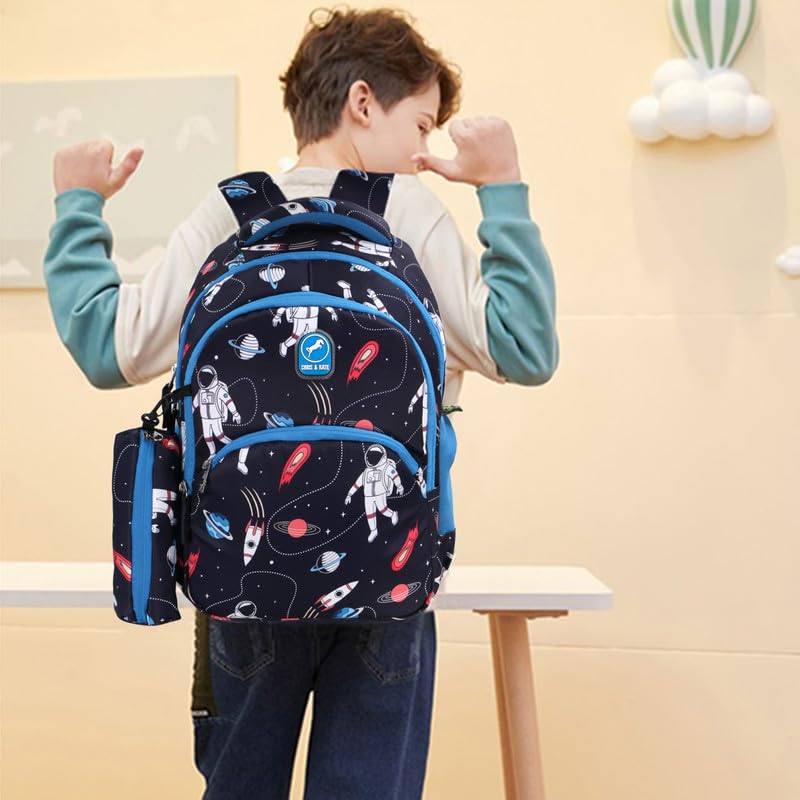Image of Chris & Kate Premium 32 L Multi-Print School Bag for Boys Girls and Kids Spacious Interiors Casual Backpack Perfect for School, College, Everyday Use Includes Free Stationery Pouch and Rain Dust Cover