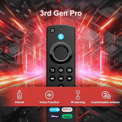 Controle remoto de voz de substituição (3ª geração Pro) adequado para Smart TVs Fire AMZ, TV Stick,