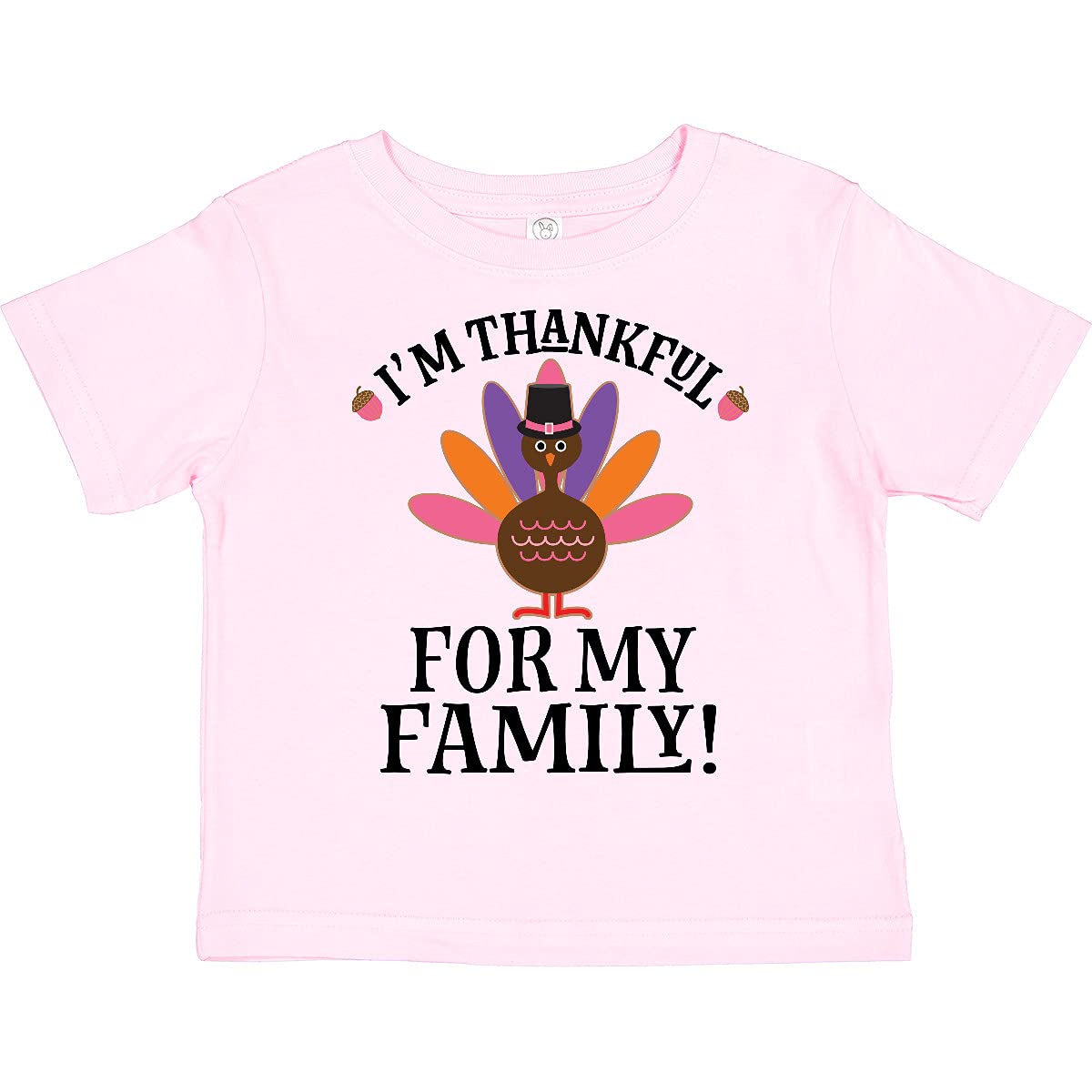 inktastic Thanksgiving Girl Turkey Thankful for Family Toddler T-Shirt 3T Pink 2db13