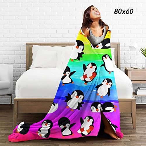 Animal Penguin Blanket Ultra Soft Penguins Flannel Fleece Throw Blankets Lightweight Microfiber Fun Art Bedding For Sofa Bed Couch Travel 50"X40" #TOP5