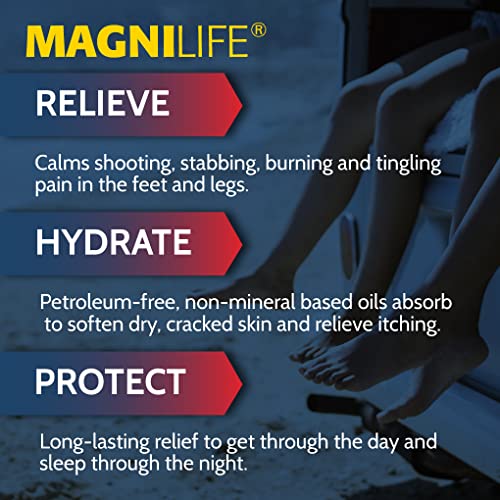 Image of MagniLife Pain Relief Foot Spray, 3 oz, Pain Relief for Burning, Tingling or Sensitivity in Feet and Legs, No Alcohol Cooling Spray Moisturizes Dry, Cracked Heels