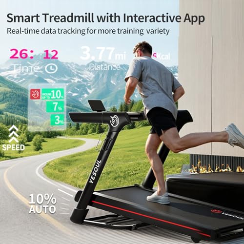 YESOUL 10% Incline Treadmill with Handle, 3-in-1 Portable Treadmills for Home and Office, Foldable Treadmills with 300 Lbs Weight Capacity, 3.5HP Quiet Walking Pad Treadmill