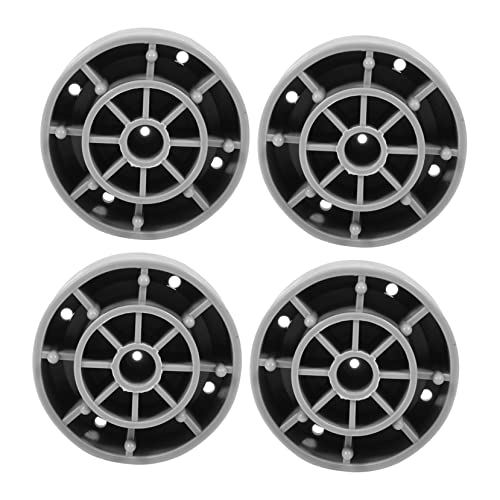 Housoutil 4 Pcs 洗濯機用フロアマット 調整可能な 冷蔵庫 洗濯機マット 洗濯機ホース用糸くずフィルター ローダ 滑り止めフットマット 衝撃吸収マット 防振パッド プラスチック Grey