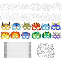 ZXJLWR 24 Stück Masken Zum Bemalen Kinder, Dino Maske Basteln Kindergeburtstag, DIY Dinosaurier Masken Zum Ausmalen Für Kinderparty, Schule Und Kreative Aktivitäten (12 Modelle)