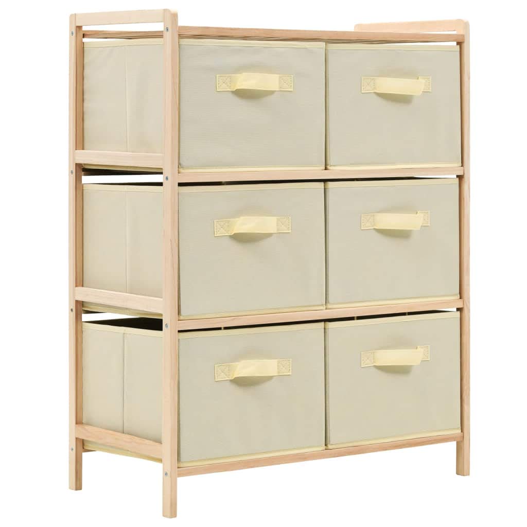 JUDYY Scaffale con 6 Cesti in Tessuto in Legno di Cedro Beige,Mobili,Armadietti e portaoggetti,Armadietti e stipi-246439