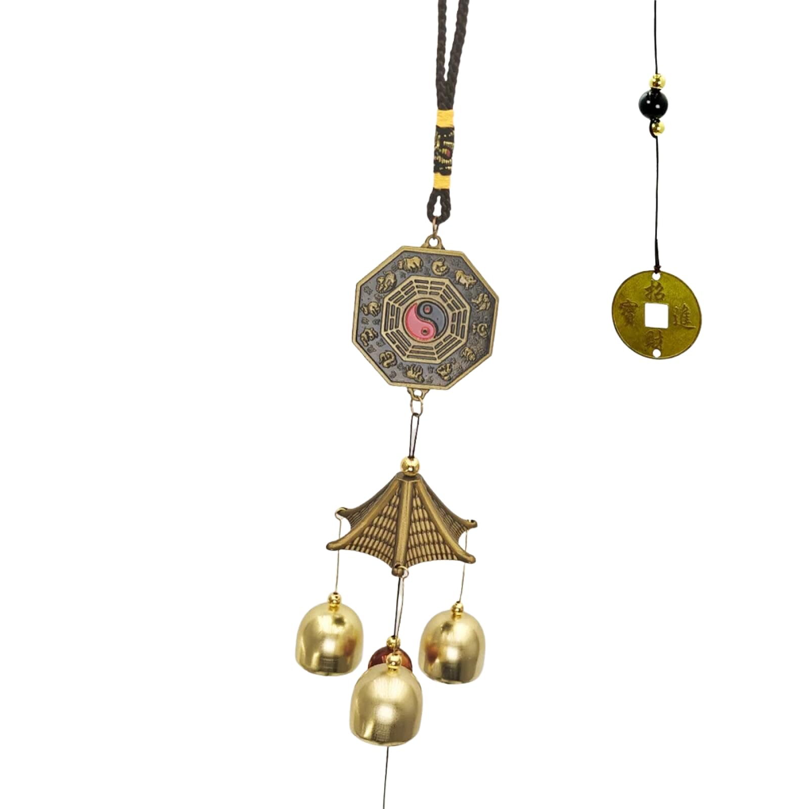 1 PC Lucky Wind Chimes Feng Shui Hanging Wind Chimes for Garden Good Luck Chinese Wind Bells with Coin Matel Bells Butterfly Cat，G