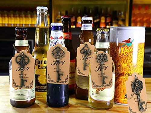 Wodegift 50Pcs Bottle Opener,Wedding Favors Vintage Skeleton Key Bottle Opener,Key Bottle Openers With Escort Tag Cards And Key Chains Wedding Gifts For Guest（Bronze,5 Styles） #TOP4