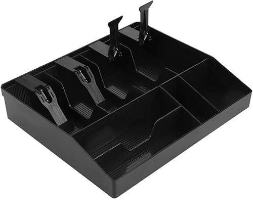 Bandeja de efectivo para cajón, ocho rejillas, inserción de caja fuerte para almacenamiento de monedas, fácil de insertar y quitar (negro)