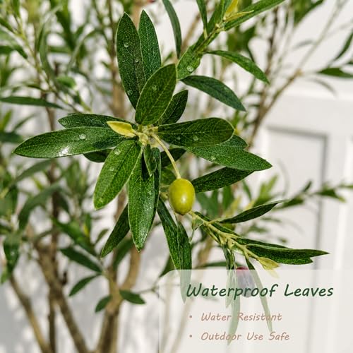 Image of Bellacat UV Resistant 8ft Artificial Olive Tree Outdoor with Waterproof Leaves, 96in Faux Olive Tree with Lifelike Fruits, Fake Olive Tree for Porch Patio Balcony Yard Outdoor Decor