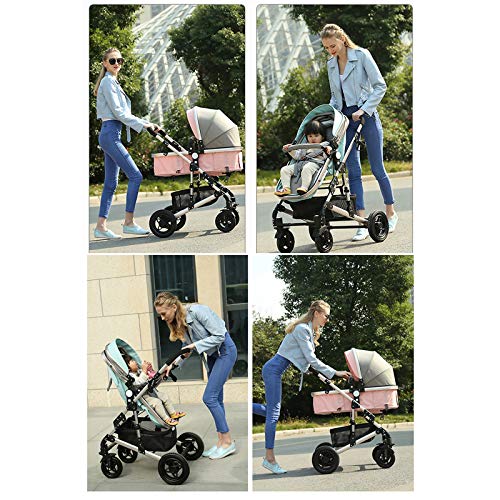 Draagbare Baby Kinderwagen, 3 In 1 Kinderwagens Luxe Kinderwagen Hoge Landschap Anti-shock Pasgeboren Kinderwagen… - Afbeelding 3