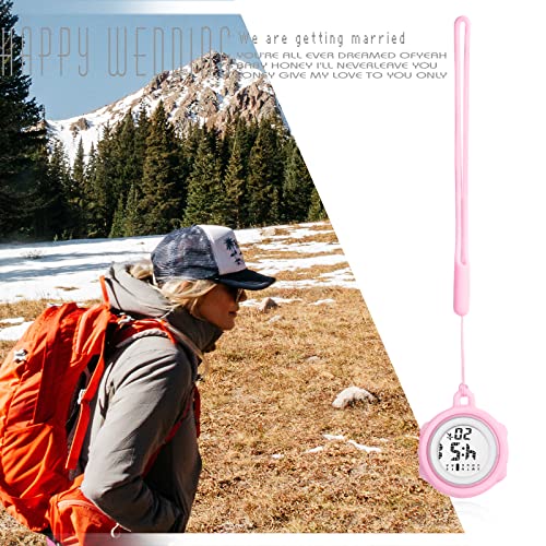 Image of Aroncent Silicone Digital Fob Watch: Outdoor Sport Waterproof Pocket Hanging Lapel Clip-On Watches - Backpack Buckle for Mountaineering