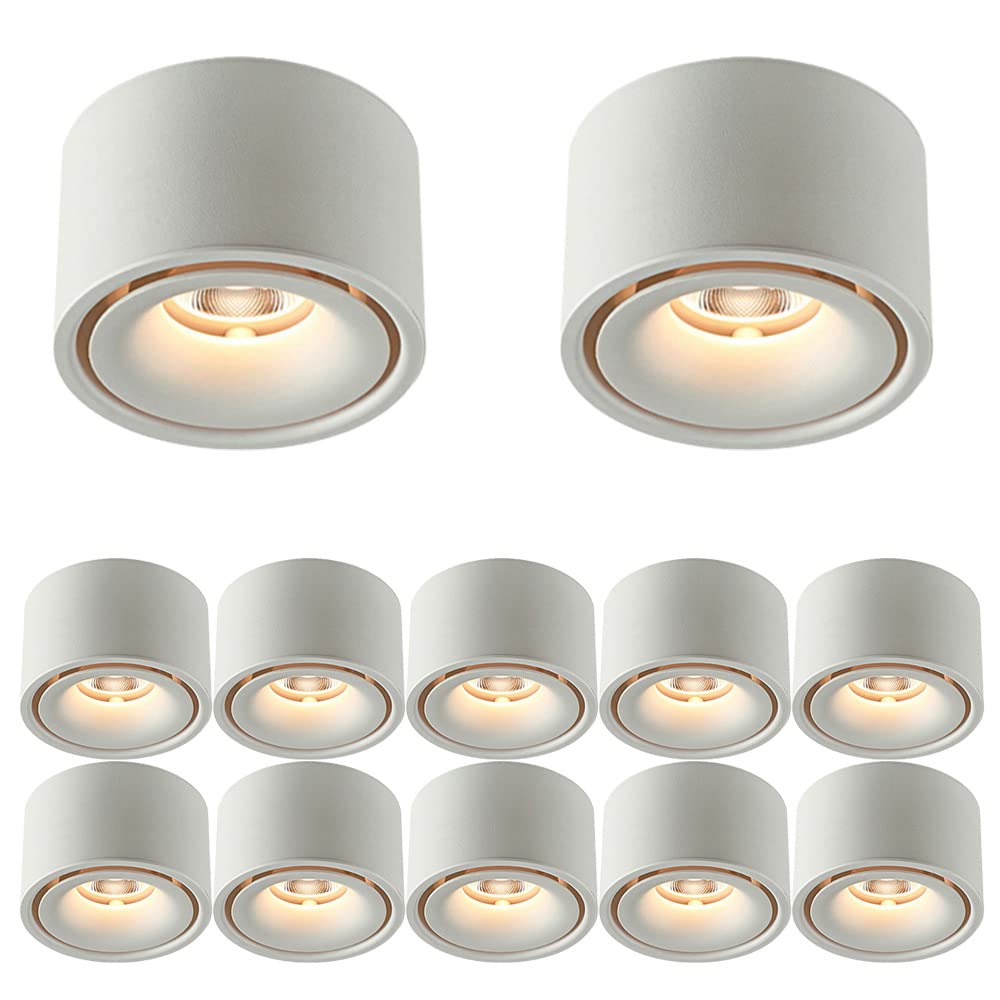 Downlighty Do Sufitu 12 Szt. Montowanych Downlightów, Cylindrycznych Reflektorów, Listwa Maskująca, 5W, 7W, 12W, Biało-Czarnych, Okrągłych Downlightów Led, 3 Ca,White-5w