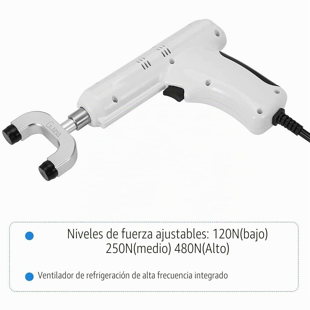 Instrumento de Ajuste quiropráctico eléctrico, masajeador activador de Pistola de Masaje de corrección Ajustable de 4 Cabezas, Instrumento de Ajuste de Impulso, Blanco