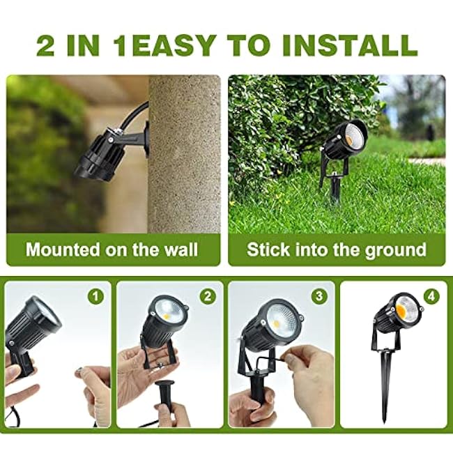 5W LED Landscape Lighting Landscape Lights 3000K Warm White Garden Spotlights Landscape Pathway Lights 8Pack