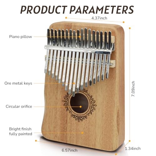 Image of Kalimba Thumb Piano 17 Key,Mbira Instrument,Musical Gift for Kids & Adults