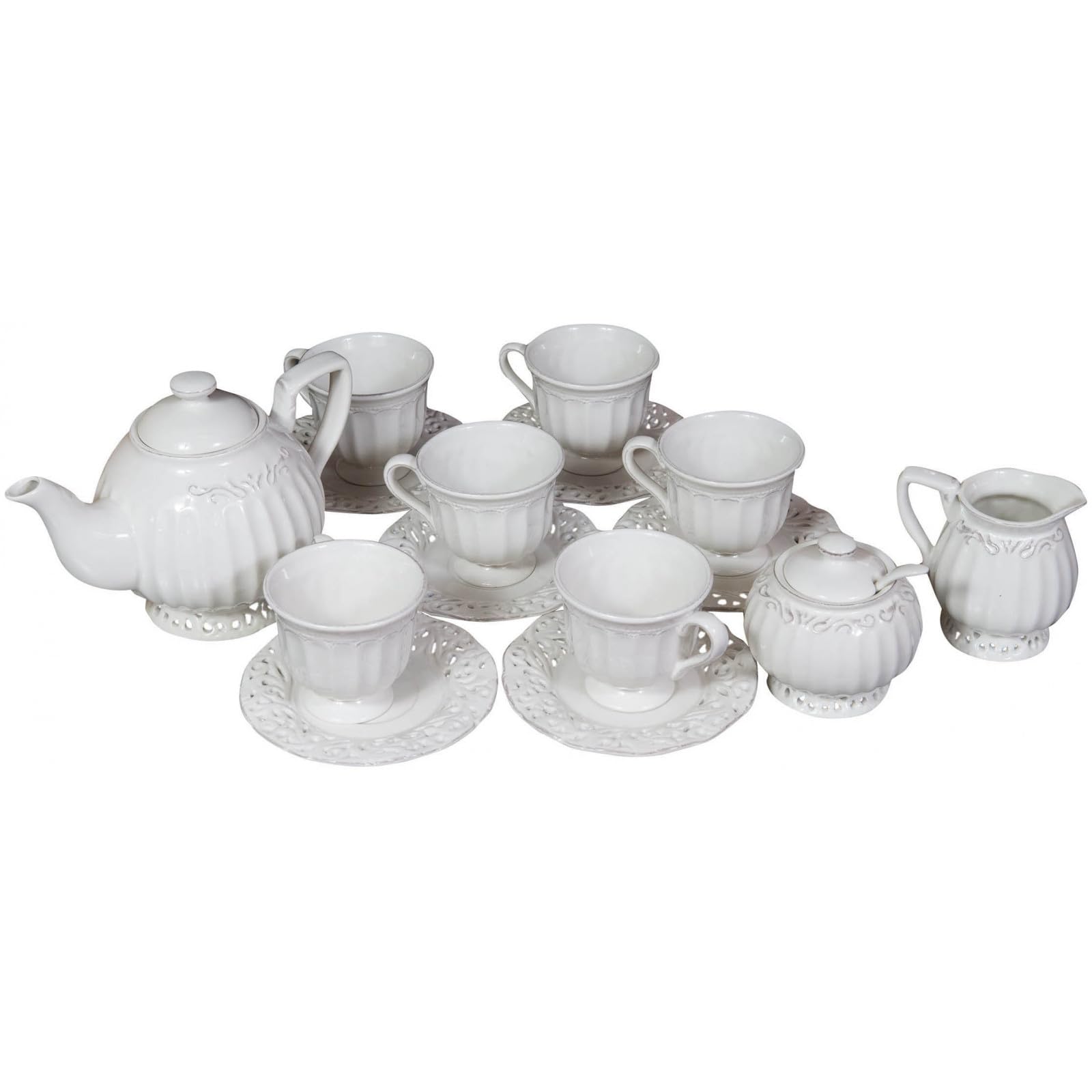 Biscottini Set da 2 Servizio da caffè 30 Pezzi in Porcellana Bianca - Servisio da tè per la casa