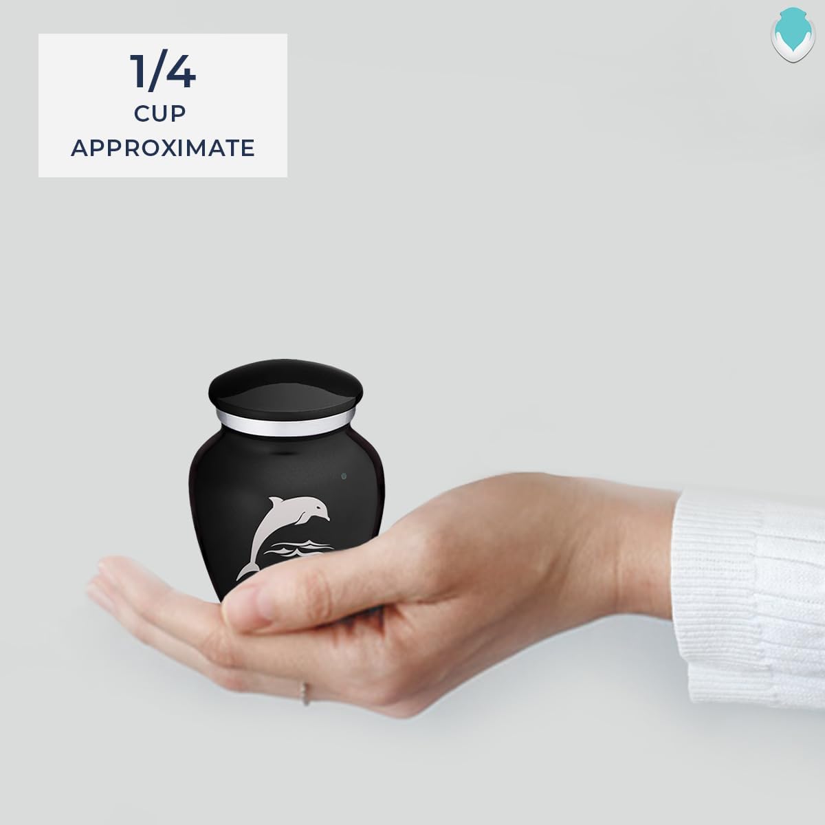 Geturns Embrace Keepsake Personalized Dolphin Cremation Urns for Human Ashes I Black Funeral Urn for Women and Men with Double Side Engraving I 3.5 lbs