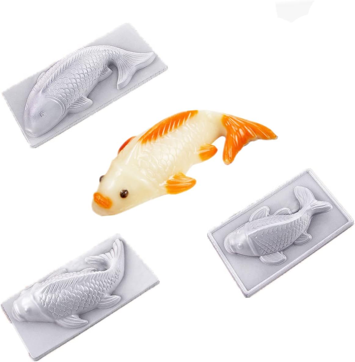 Unomor 10Pcs Jelly Chinese Style Large Fish Pattern PP Steam for Fun Desserts Easy to Use Clean for Chocolate Fondant and Creative Baking