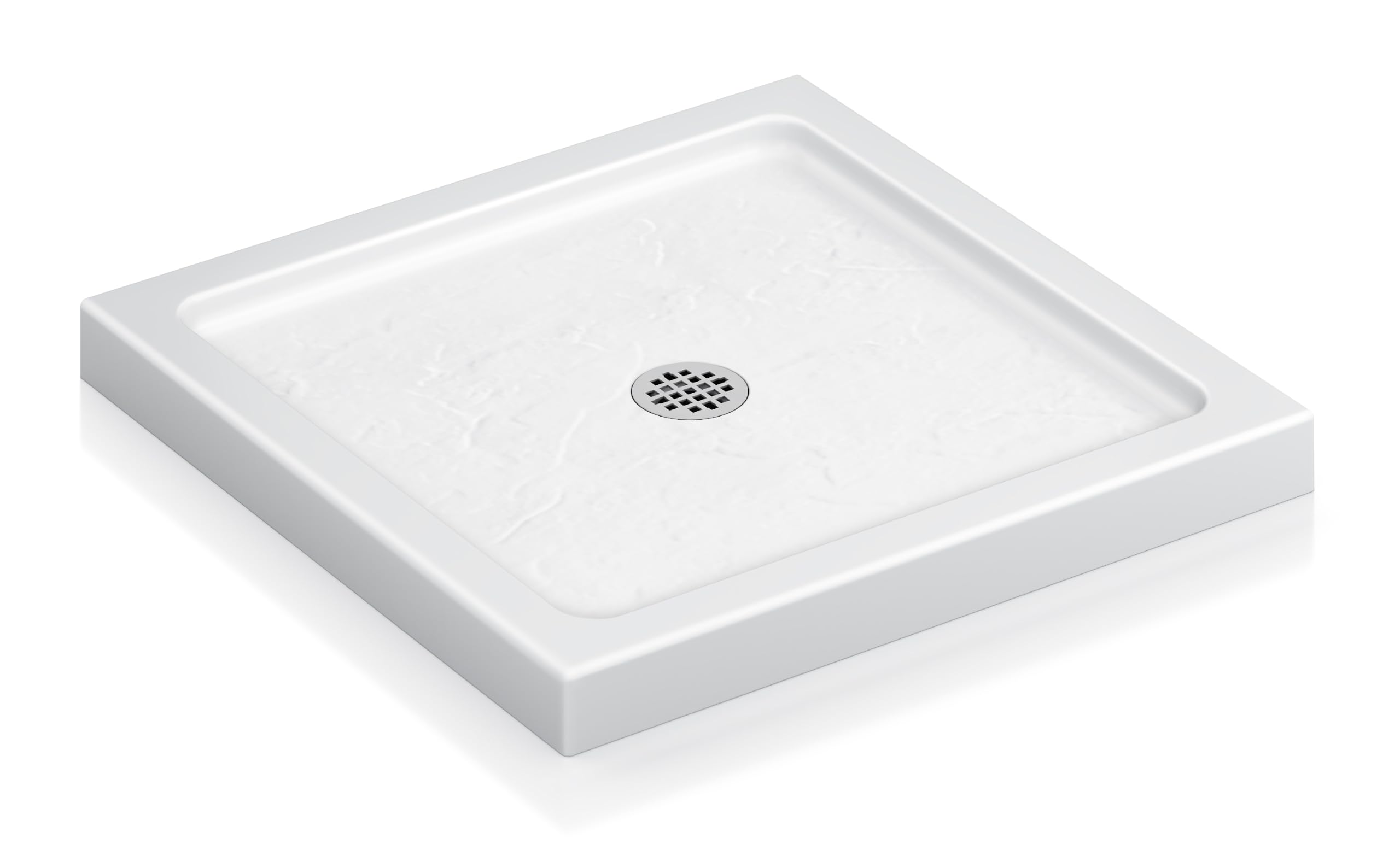 KPUY 36'' L X 36'' W Shower Base Pan with Center Drain, White