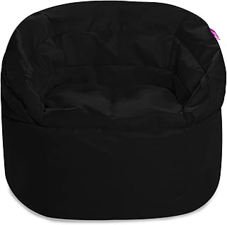 Posh Creations Structured Comfy Bean Bag Chair for Gaming, Reading, and Watching TV, Sonoma Lounge, Microsuede - Black
